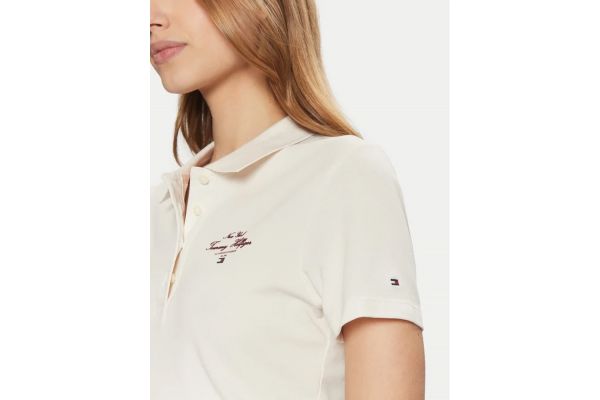 Γυναικείο Slim Script Graphic Polo Μπεζ Tommy Hilfiger WW0WW43930-Z00