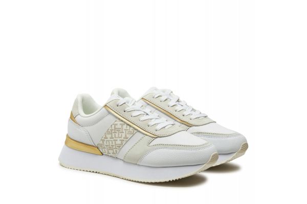 Γυναικεία Δερμάτινα TH Monogram Sneakers Λευκά Tommy Hilfiger FW0FW08387-0K4