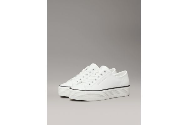 Women's White Bold Vulc Platform Low Leather Sneakers Calvin Klein YW0YW01633-01W