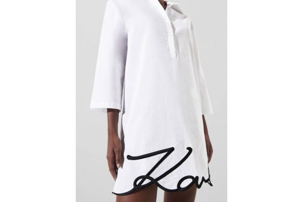 Women's White Karl DNA Signature Beach Dress Karl Lagerfeld 240W2205-100 WHITE