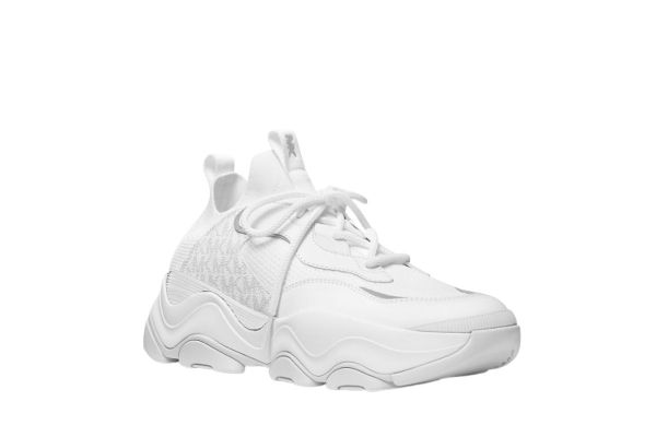 Men's White Atlas Mixed-Media Trainer Michael Kors 42F4ATFS5D-119