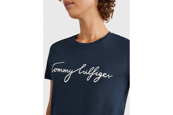Women's Navy Blue Heritage Crew Neck Graphic Tee Tommy Hilfiger WW0WW24967-403