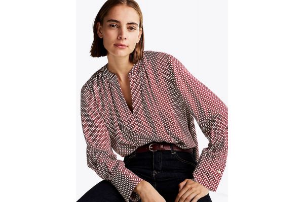 Women's Fluid Vis Prt Vneck Blouse Tommy Hilfiger WW0WW44999-09Z
