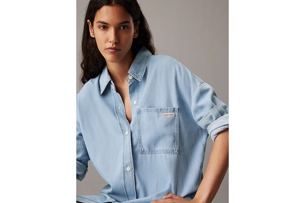 Γυναικείο Τζιν Φόρεμα-Πουκαμίσα Γαλάζιo Calvin Klein J20J225472-1A4
