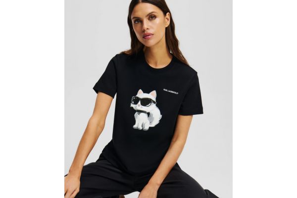 Women's Black IKON AQUARELLE C T-SHIRT Karl Lagerfeld A2W17119-999 Black
