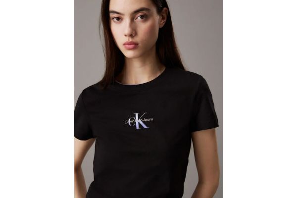 Women's Black Gradient Monologo Slim Tee Calvin Klein J20J225252-BEH
