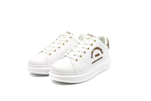 Women's White Leather Maison Metalmesh Tab Sneakers Karl Lagerfeld KL62539M-01Z WHITE