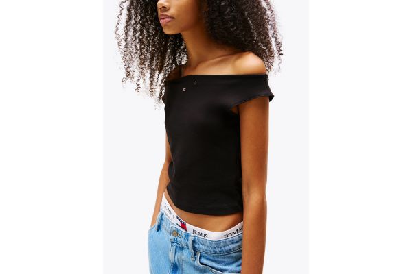 Women's Black Tjw Boat Neck Top Ss Ext Tommy Jeans DW0DW20234-BDS