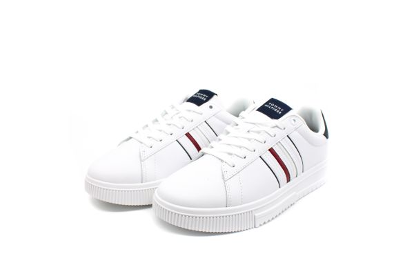 Ανδρικά Δερμάτινα Sneakers Λευκά Tommy Hilfiger FM0FM05406-YBS