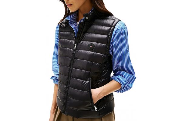 Women's Black Ul Down Mock Nk Vest Tommy Hilfiger WW0WW45499-BDS