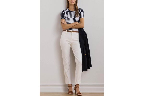 Women's White FLAT FRONT Pants Ralph Lauren 200811955005-100