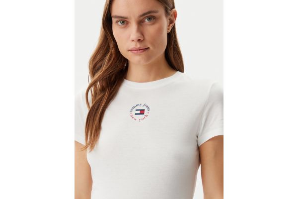 Women's White Tjw Slim Essential Logo 2 Tee Tommy Jeans DW0DW20316-YBL