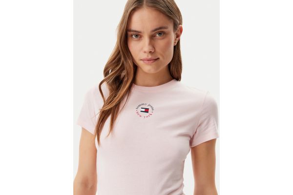 Γυναικείο Slim T-shirt Ροζ Tommy Jeans DW0DW20316-TH3