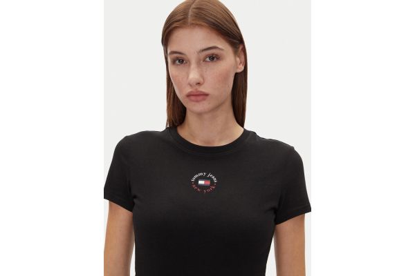 Γυναικείο Slim T-shirt Μαύρο Tommy Jeans DW0DW20316-BDS