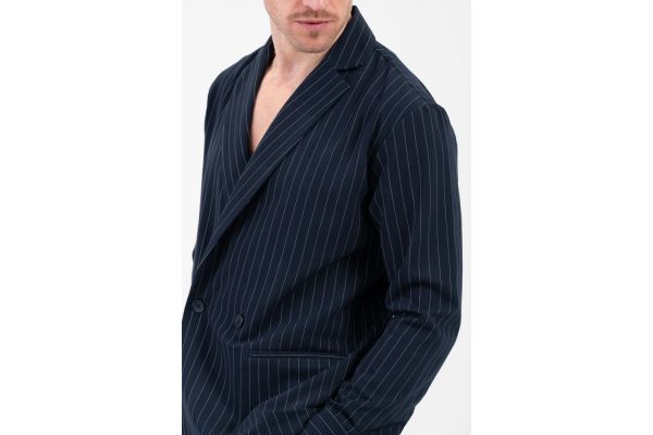 Men's Blue Striped Overshirt Vittorio 25GENOVA-BLUE