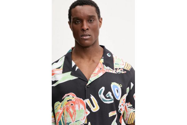 Ανδρικό Κοντομάνικο Πουκάμισο Μαύρο Hugo 50540065-004