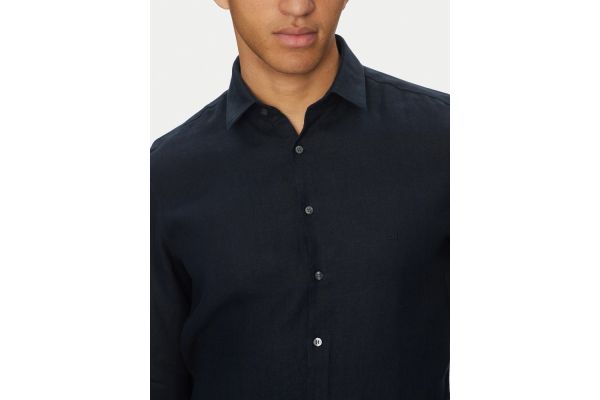 Men's Navy Blue Linen Solid Slim Shirt Calvin Klein K10K109286-CEF