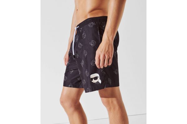 Men's Black IKON AOP MED BOARDSHORTS Karl Lagerfeld A1M46060-1PW