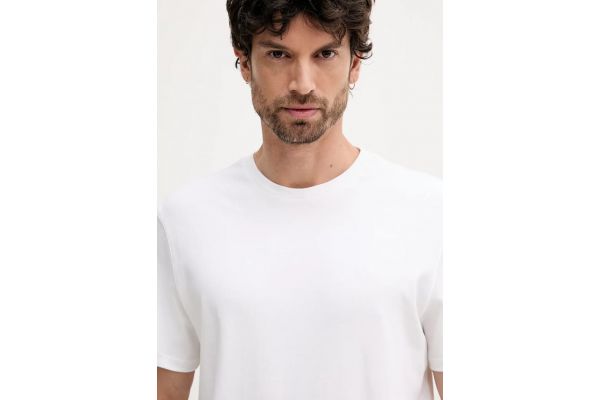 Men's White Ss Supima Chest Emb Crewneck Tee Calvin Klein LV04LB275G-YAF