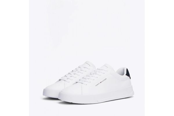 Ανδρικά Δερμάτινα Sneakers Λευκά Tommy Hilfiger FM0FM05367-0LD