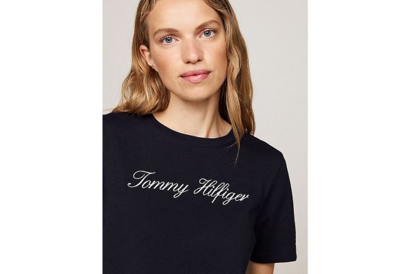 Γυναικείο Script T-shirt Navy Μπλε Tommy Hilfiger WW0WW43459-02G