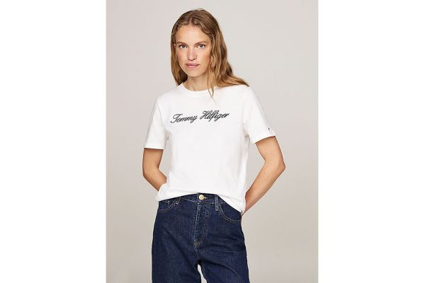 Women's White Nos Script Regular C-Nk Ss Tommy Hilfiger WW0WW43459-02Z