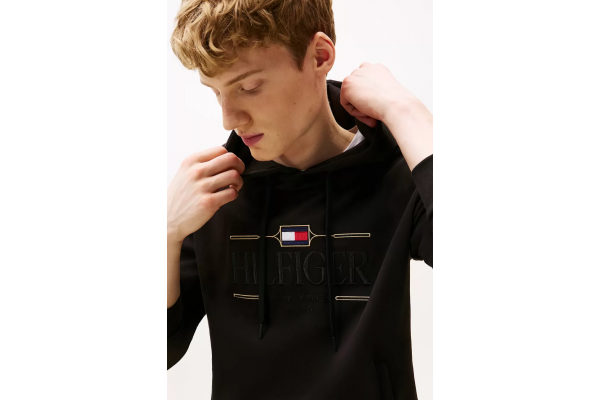 Men's Black Icon Hilfiger Hoodie Tommy Hilfiger MW0MW39586-BDS