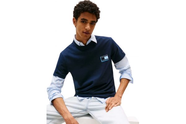 Men's Navy Blue Tjm Slim Pop Color Flag Tee Ext Tommy Jeans DM0DM21577-C1G