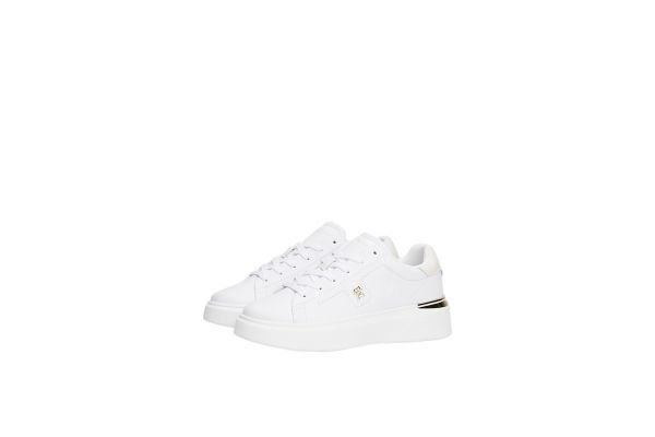 Women's White Leather TH Fashion Court Sneakers Tommy Hilfiger FW0FW08631-YBS