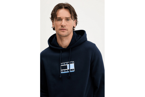 Men's Navy Blue Tjm Reg Pop Clr Flag Hoodie Ext Tommy Jeans DM0DM21623-C1G