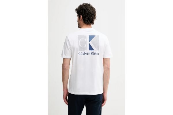 Men's White Ss 20s E Sprtswr 1 G T-shirt Calvin Klein LV04RC853G-YAF