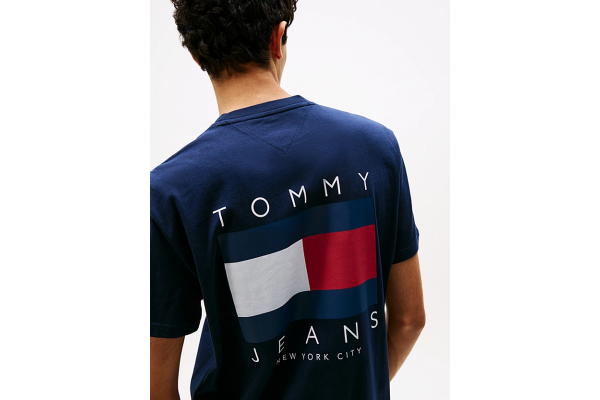 Men's Navy Blue Tjm Reg Flag Graph Bckprnt T Ext Tommy Jeans DM0DM21910-C1G