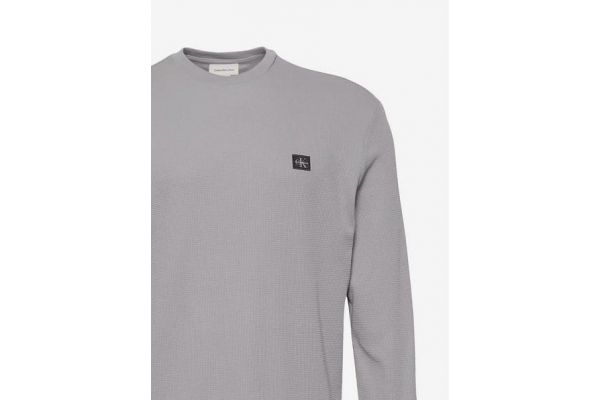 Men's Grey LS Waffle Badge Crewnk Tee Calvin Klein LV040EM217-RO2