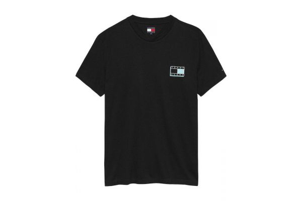 Men's Black Tjm Slim Pop Color Flag Tee Ext Tommy Jeans DM0DM21577-BDS