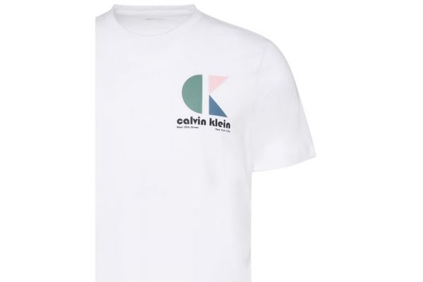 Men's White Ss 30s EU CK Bh Logo Graphic Tee Calvin Klein LV04RC843G-YAA