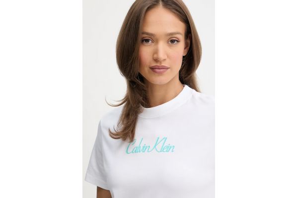 Women's White Ss 20s Classic Logo Tee Calvin Klein LV047C854G-YAA