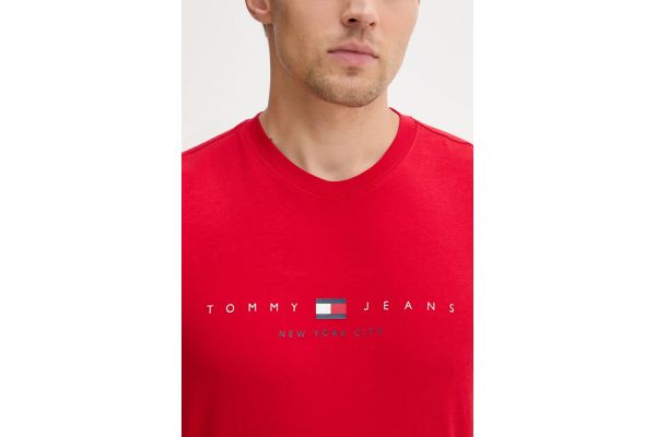 Men's Red Tjm Reg Flag Linear Ss Tee Ext Tommy Jeans DM0DM21911-XLE