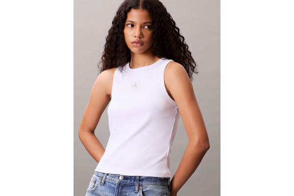 Women's White A - Wvn Lbl 2x2 Cttn Top Calvin Klein LV047C201G-YAA