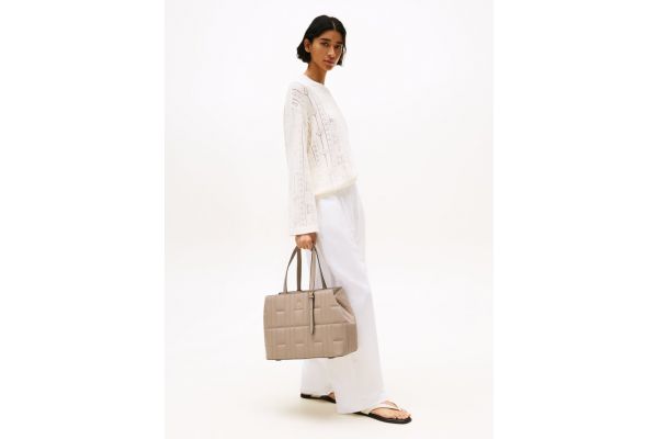 Women's Beige TH Feminine Tote Bag Tommy Hilfiger AW0AW17452-AFE