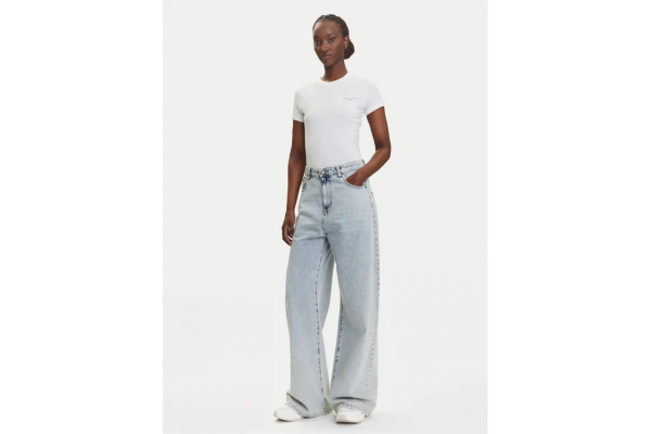 Women's White Tjw Slim Linear Ss Tee Ext Tommy Jeans DW0DW21164-YBH