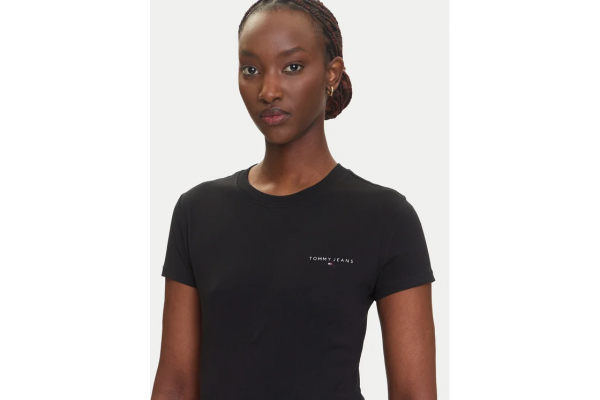 Women's Black Tjw Slim Linear Ss Tee Ext Tommy Jeans DW0DW21164-BDS