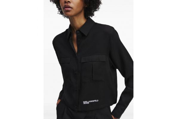 Women's Black Klj Utility Blouse Karl Lagerfeld Jeans A3W11009-999 BLACK