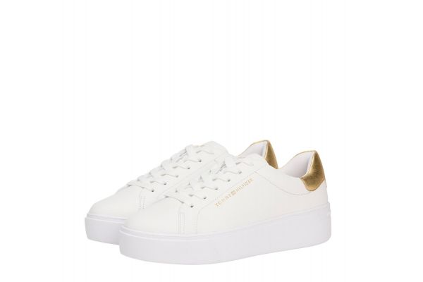 Γυναικεία Δερμάτινα Sneakers Λευκά Tommy Hilfiger FW0FW08756-0HT