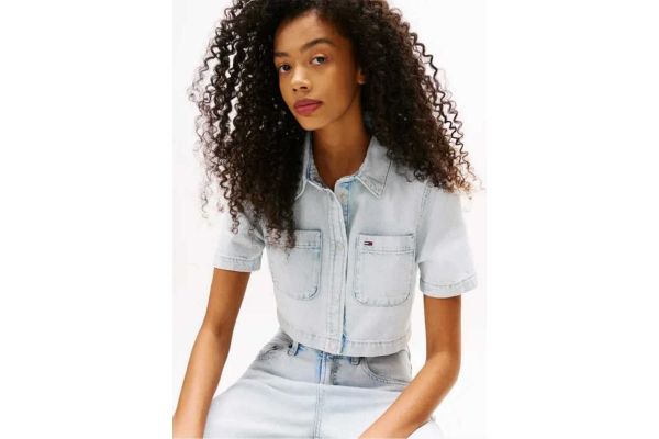 Γυναικείο Κοντομάνικο Τζιν Πουκάμισο Γαλάζιο Tommy Jeans DW0DW21072-1AB