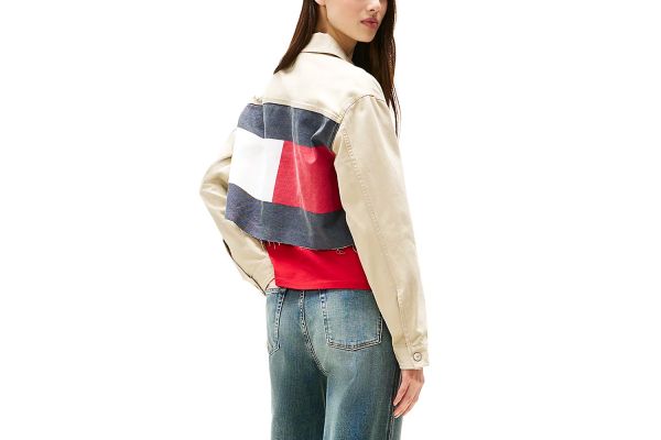 Women's Beige Tjw Flag Trucker Jacket Ext Tommy Jeans DW0DW21431-RBV
