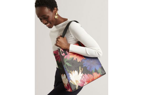 Women's Black Amarly Printed Dahlia Large Icon Bag Ted Baker 281519-BLACK