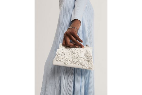 Women's WHITE Fiorell Flower 3D Applique Clutch Bag Ted Baker 281523-WHITE