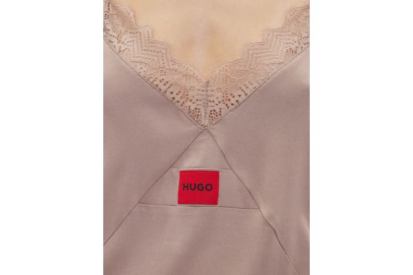 Women's Beige Red Label Lace Pajama Top Hugo 50531653-218