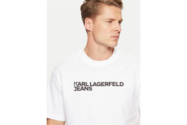 Men's White Klj Reg Ss Essential Tee Karl Lagerfeld Jeans A1M17002-100 WHITE