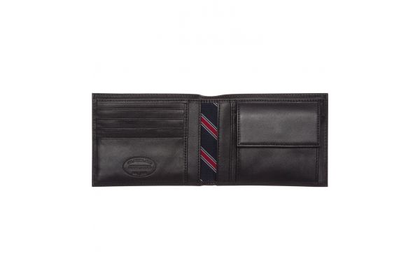 Men's Black Leather Eton Cc And Coin Pocket Wallet Tommy Hilfiger AM0AM00651-002